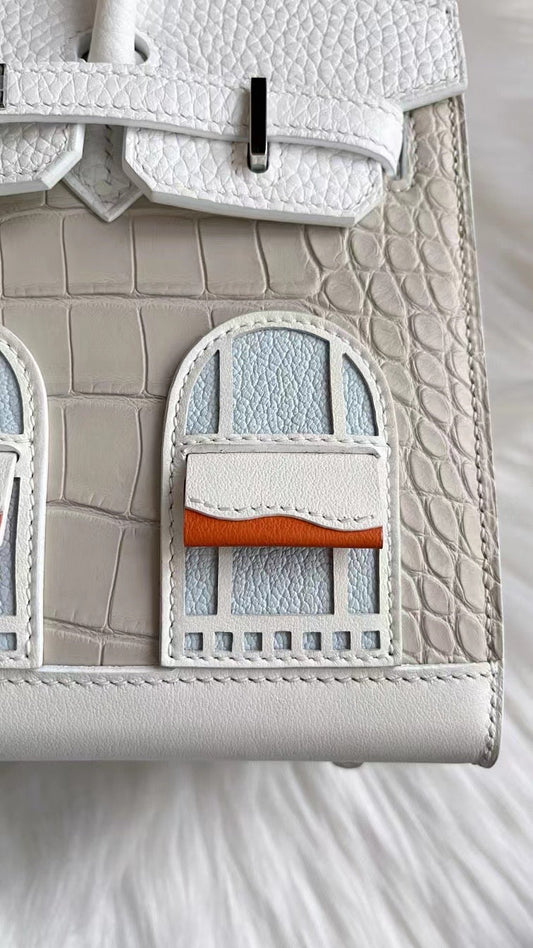 Limited Edition Birkin 20 Faubourg Sellier Bag Neige (Snow) White Matte Alligator