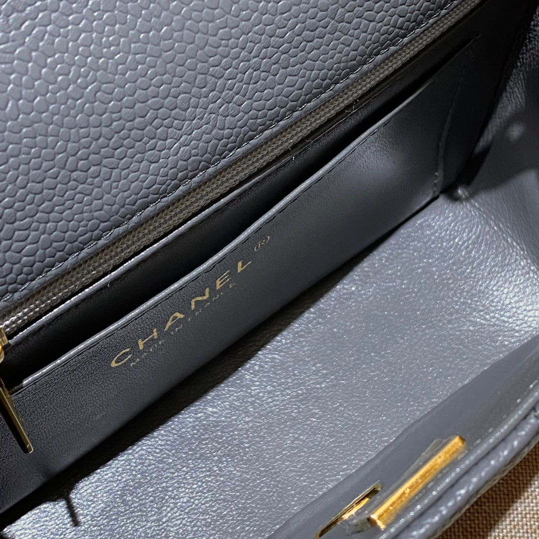 CH MINI CLASSIC HANDBAG 20 Grained Calfskin Grey