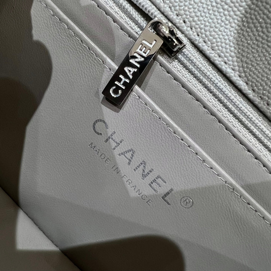 CH MINI CLASSIC HANDBAG 20 Small Grained Calfskin Elephant Gray