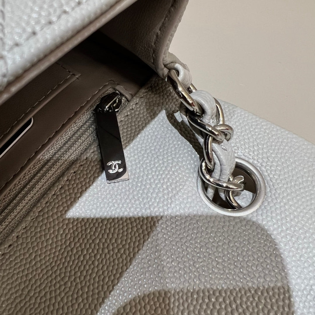 CH MINI CLASSIC HANDBAG 20 Small Grained Calfskin Elephant Gray