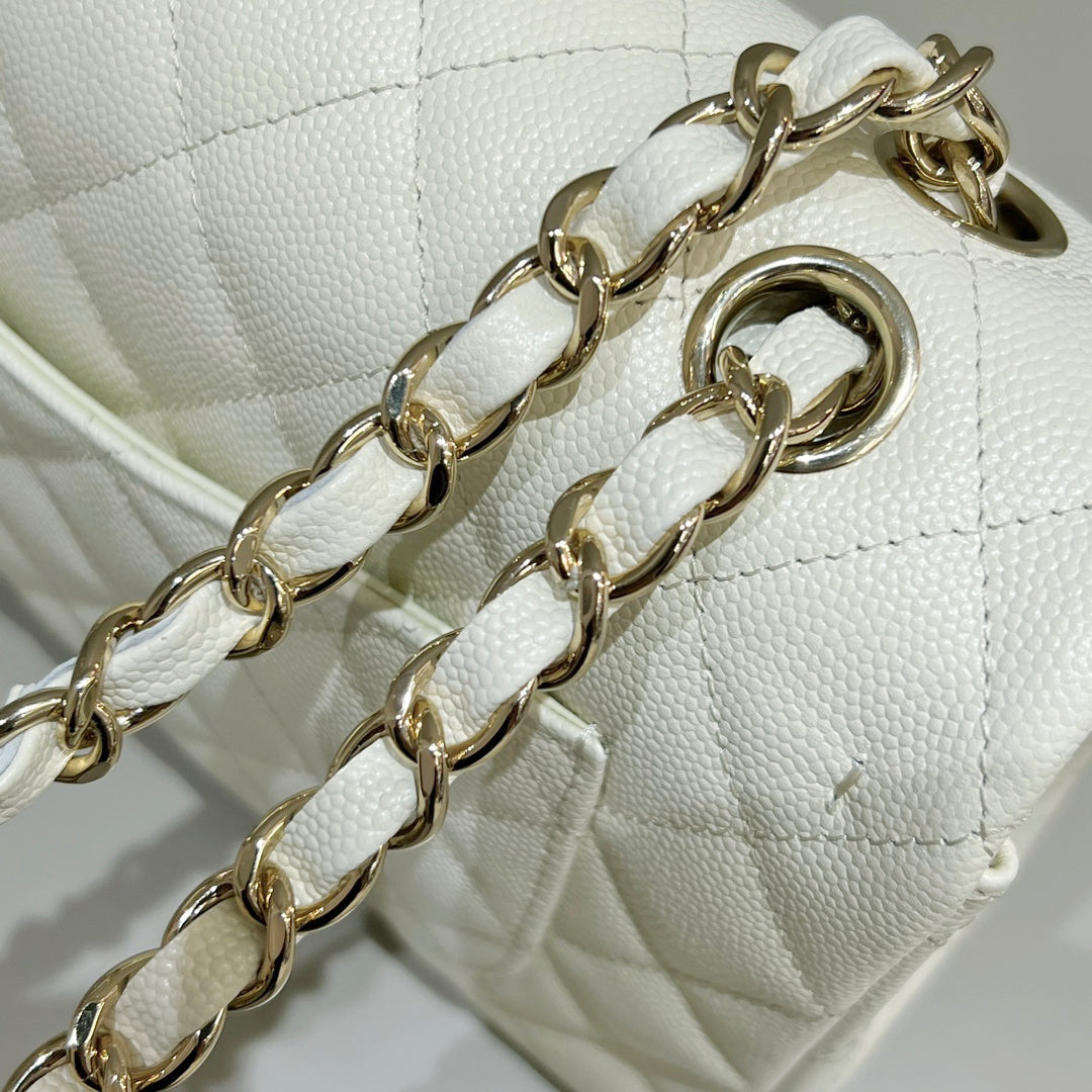 CH SMALL CLASSIC HANDBAG 23 Small Grained Calfskin Ivory White