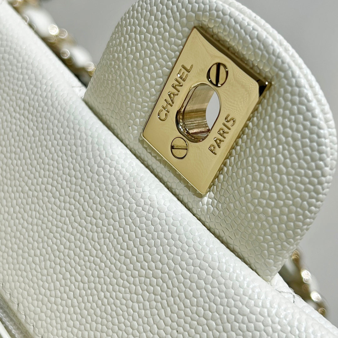 CH SMALL CLASSIC HANDBAG 23 Small Grained Calfskin Ivory White
