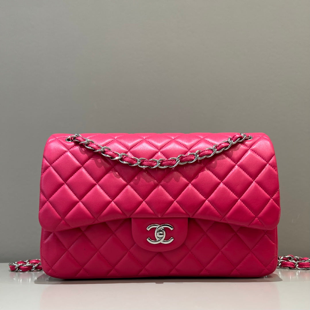 CH LARGE CLASSIC HANDBAG 30 Lambskin Rose Red