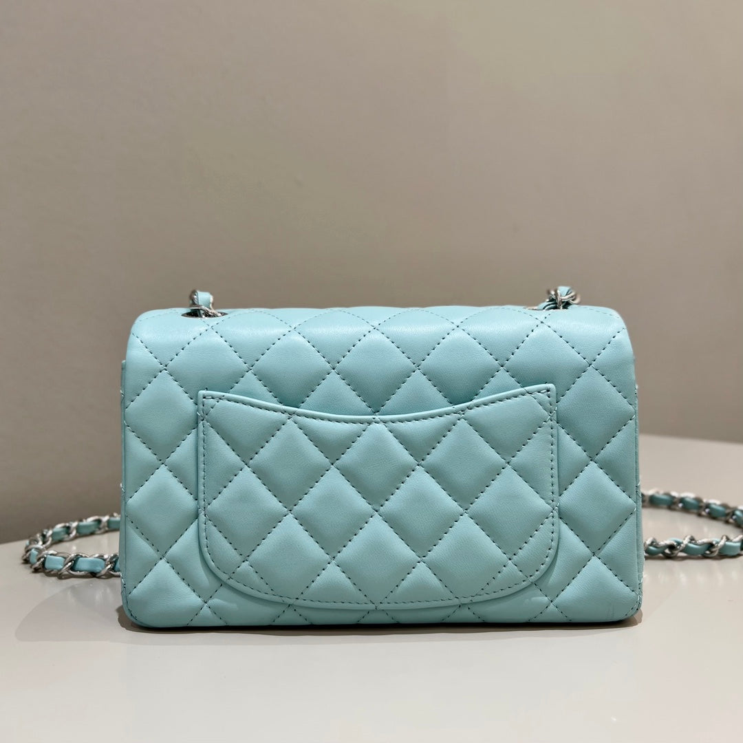 CH MINI CLASSIC HANDBAG 20 Lambskin Tiffany Blue