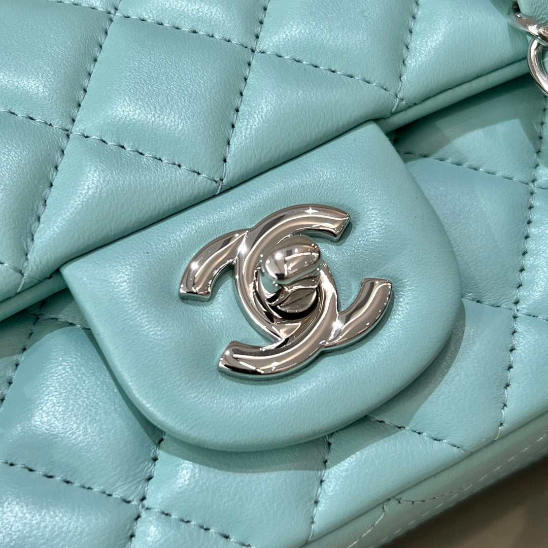 CH MINI CLASSIC HANDBAG 20 Lambskin Tiffany Blue