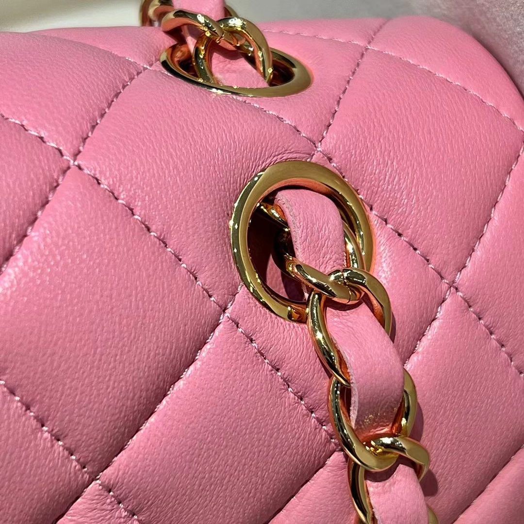 CH SMALL CLASSIC HANDBAG 23 Lambskin Dark Pink