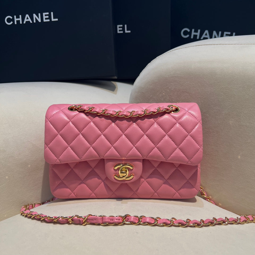 CH SMALL CLASSIC HANDBAG 23 Lambskin Dark Pink