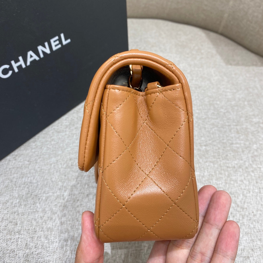 CH MINI CLASSIC HANDBAG 20 Lambskin Gold Brown