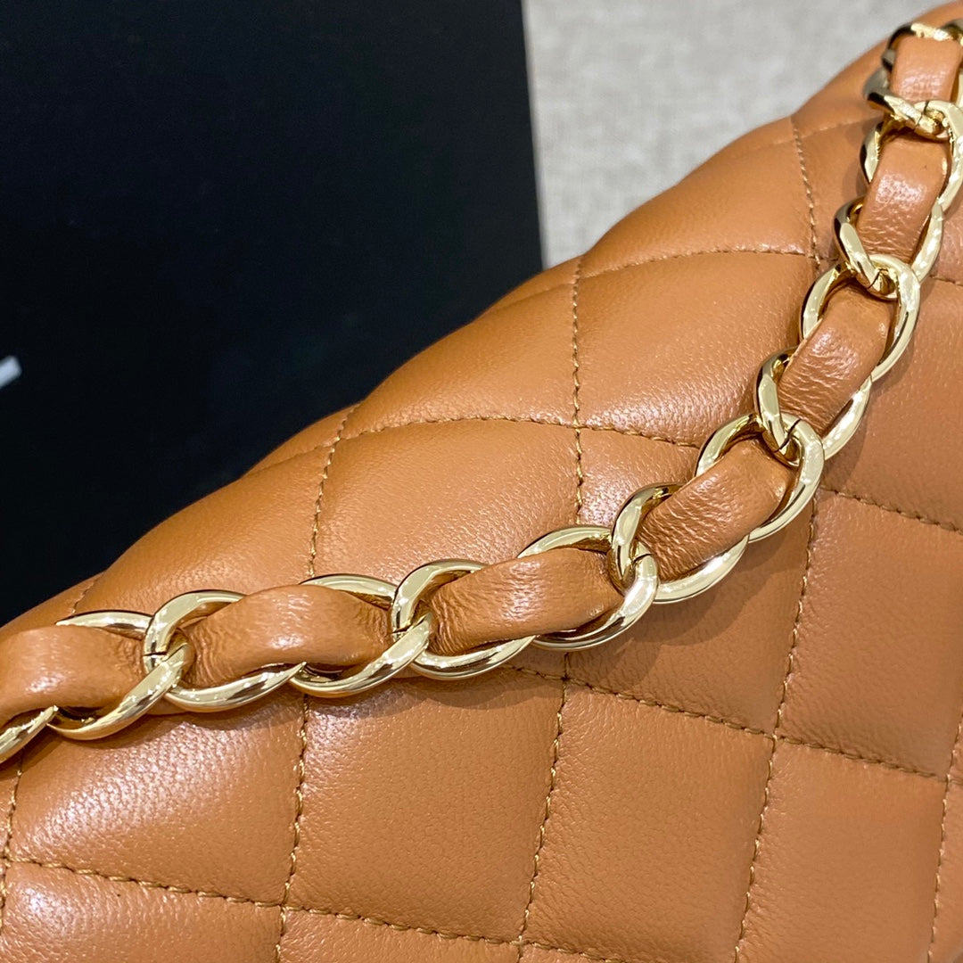 CH MINI CLASSIC HANDBAG 20 Lambskin Gold Brown