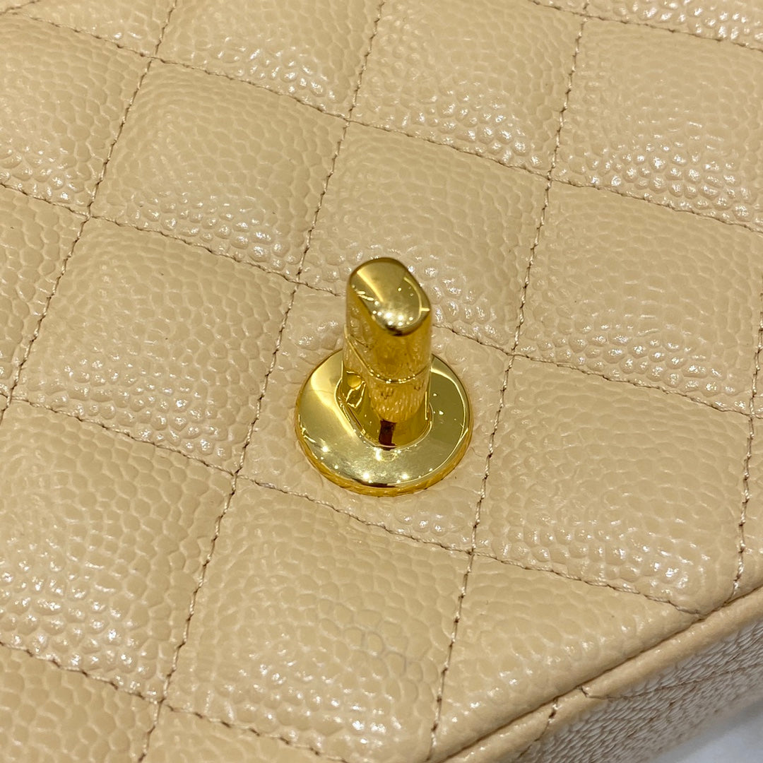 CH MINI CLASSIC HANDBAG 20 Grained Calfskin Apricot