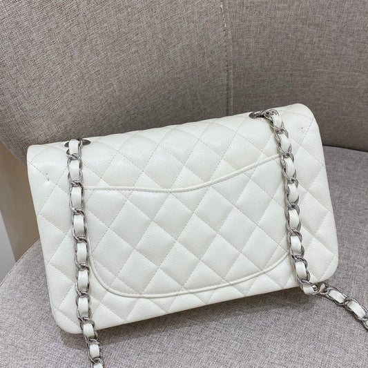 CH SMALL CLASSIC HANDBAG 23 Small Grained Calfskin Ivory White
