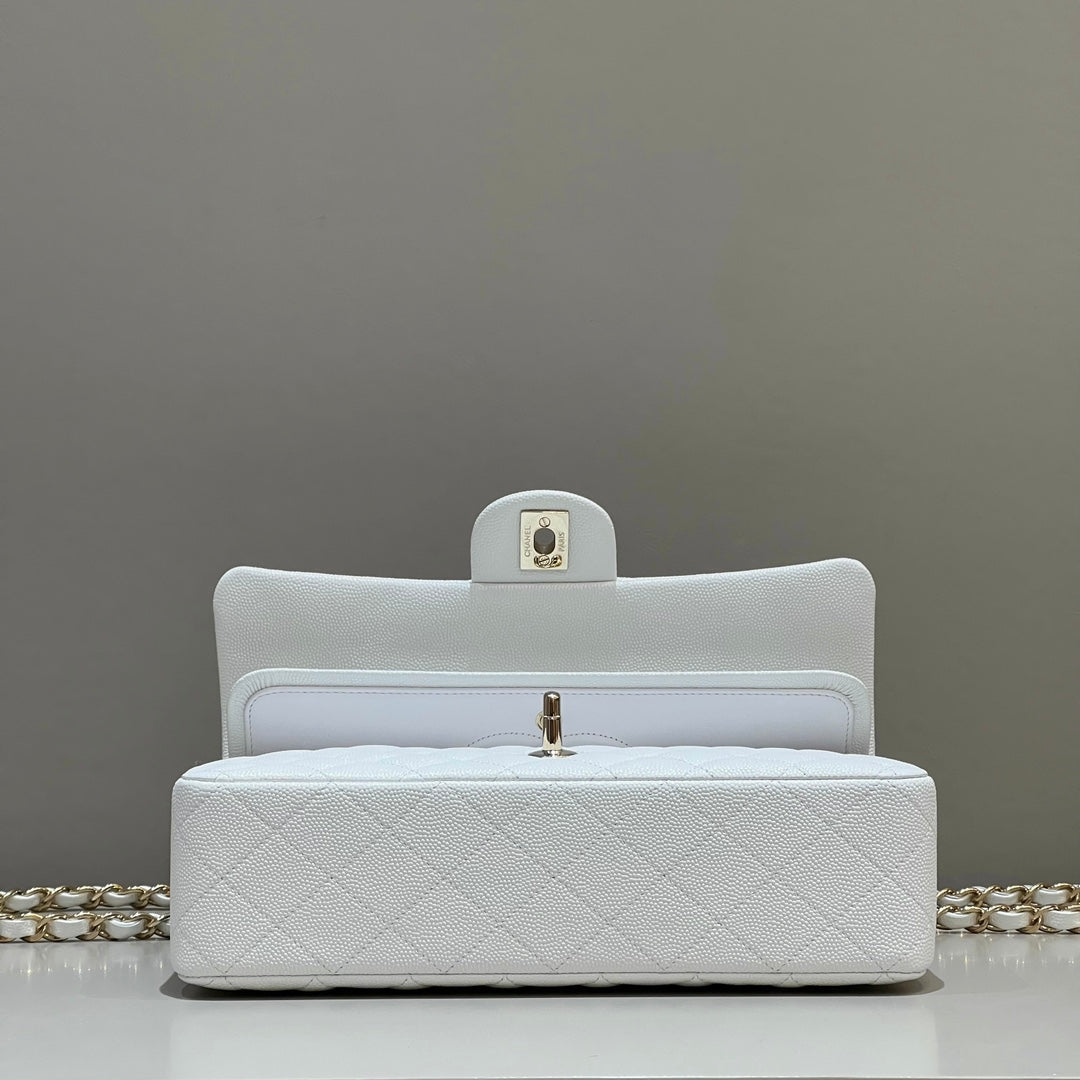 CH CLASSIC 11.12 HANDBAG 25.5 Small Grained Calfskin White