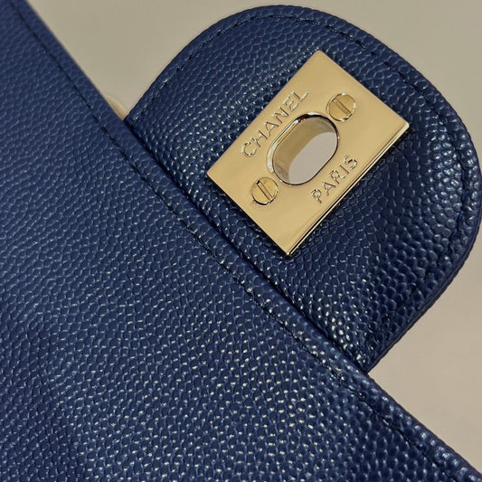 CH CLASSIC 11.12 HANDBAG 25.5 Small Grained Calfskin Navy Blue
