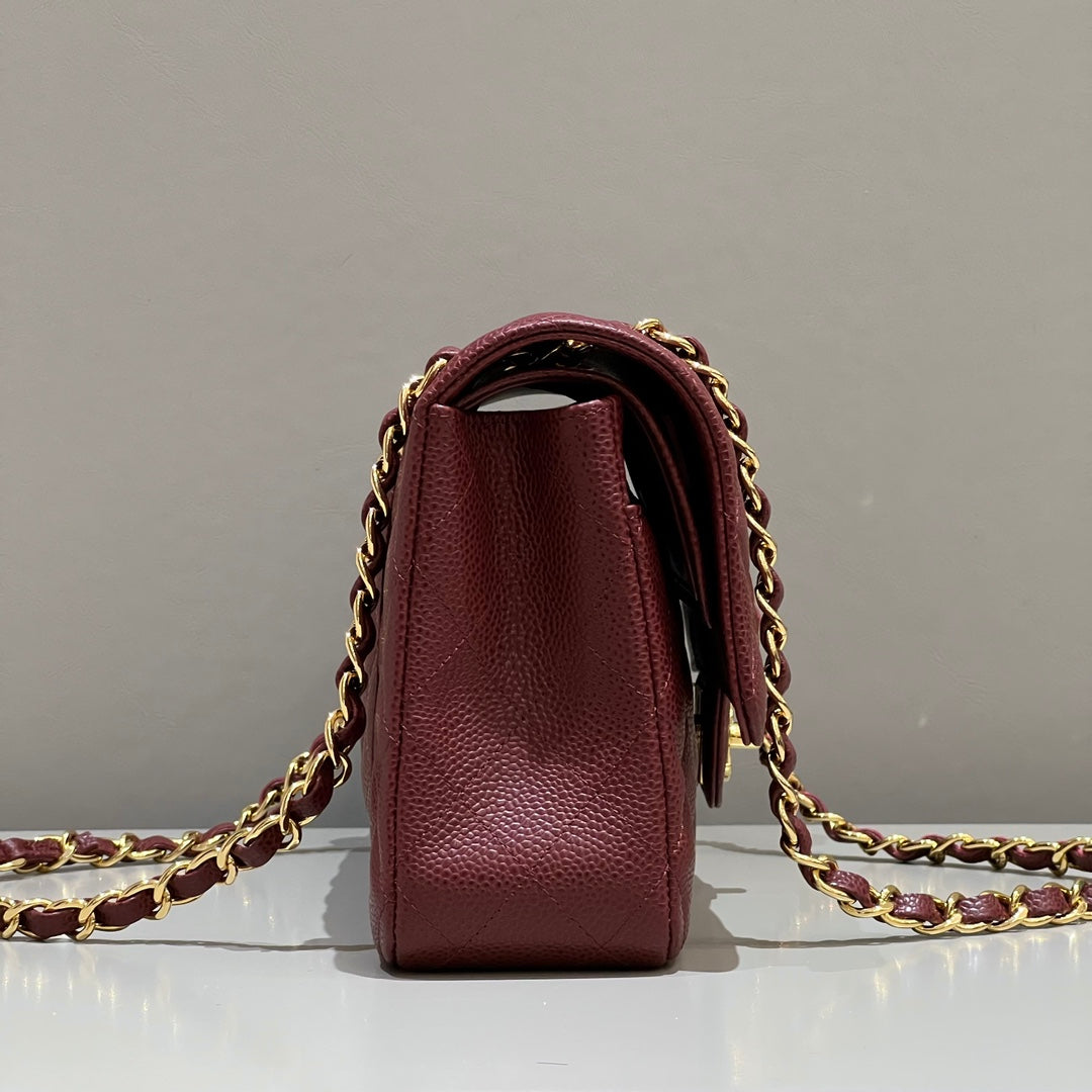 CH CLASSIC 11.12 HANDBAG 25.5 Grained Calfskin Red Wine Color