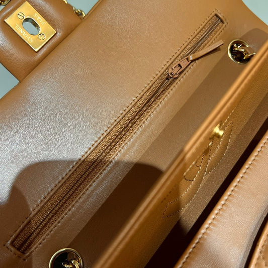 CH CLASSIC 11.12 HANDBAG 25.5 Lambskin Gold Brown