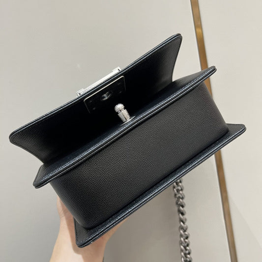 CH SMALL BOY HANDBAG 20 Small Grained Calfskin Black