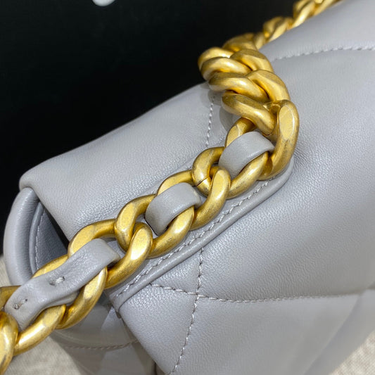 CH 19 HANDBAG 26 Lambskin Light Grey