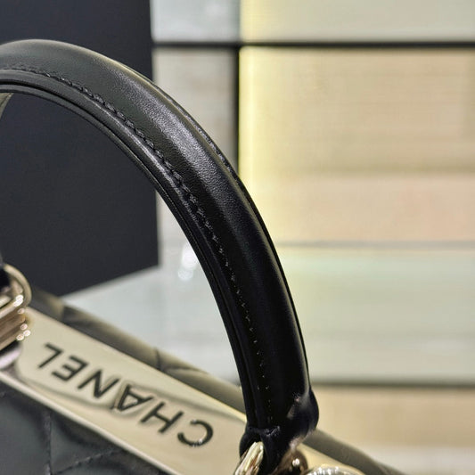 CH MINI FLAP BAG WITH TOP HANDLE Trendy Lambskin Black