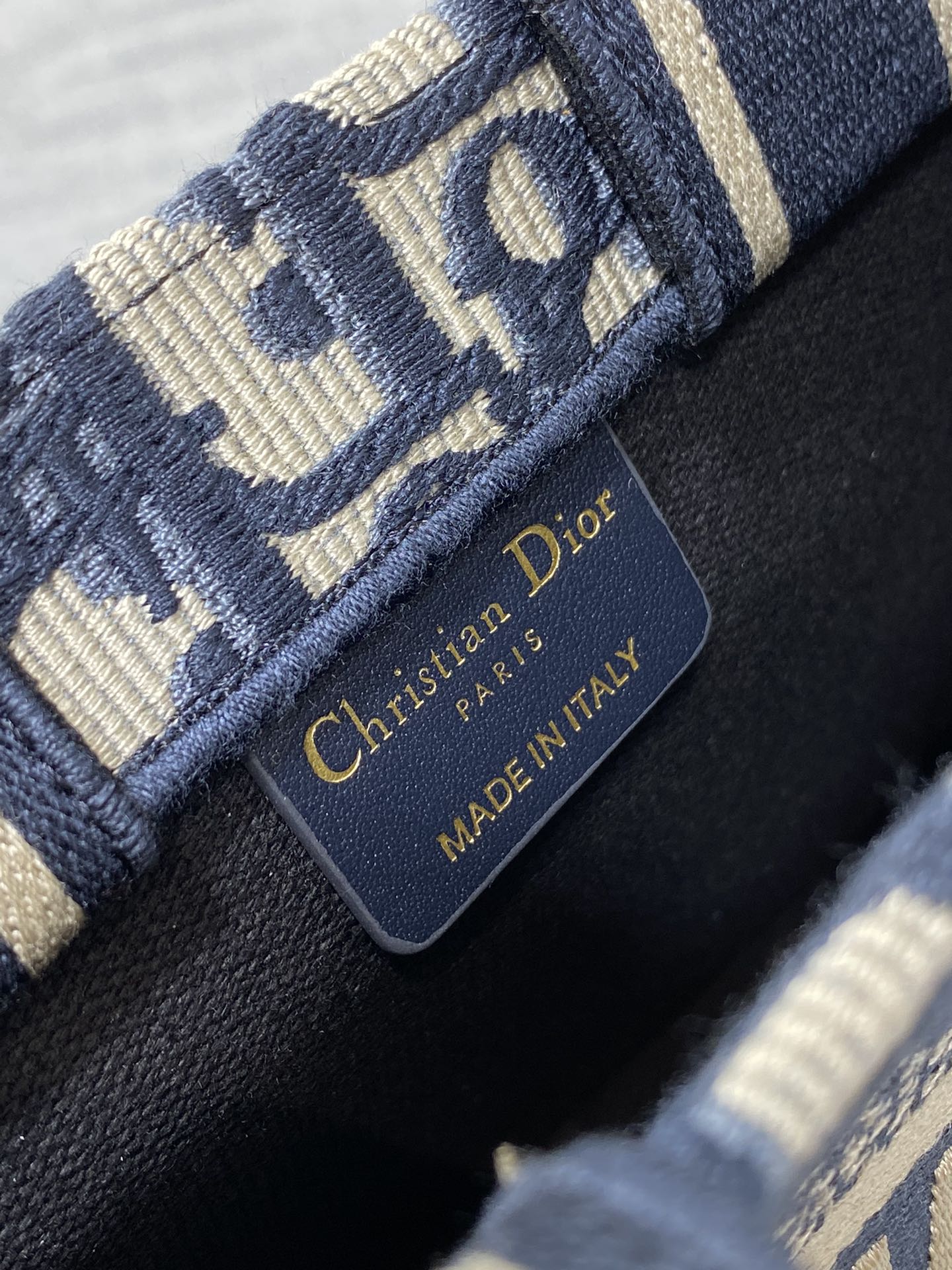 DO Book Tote Bag Blue Di0r Oblique Embroidery and Calfskin
