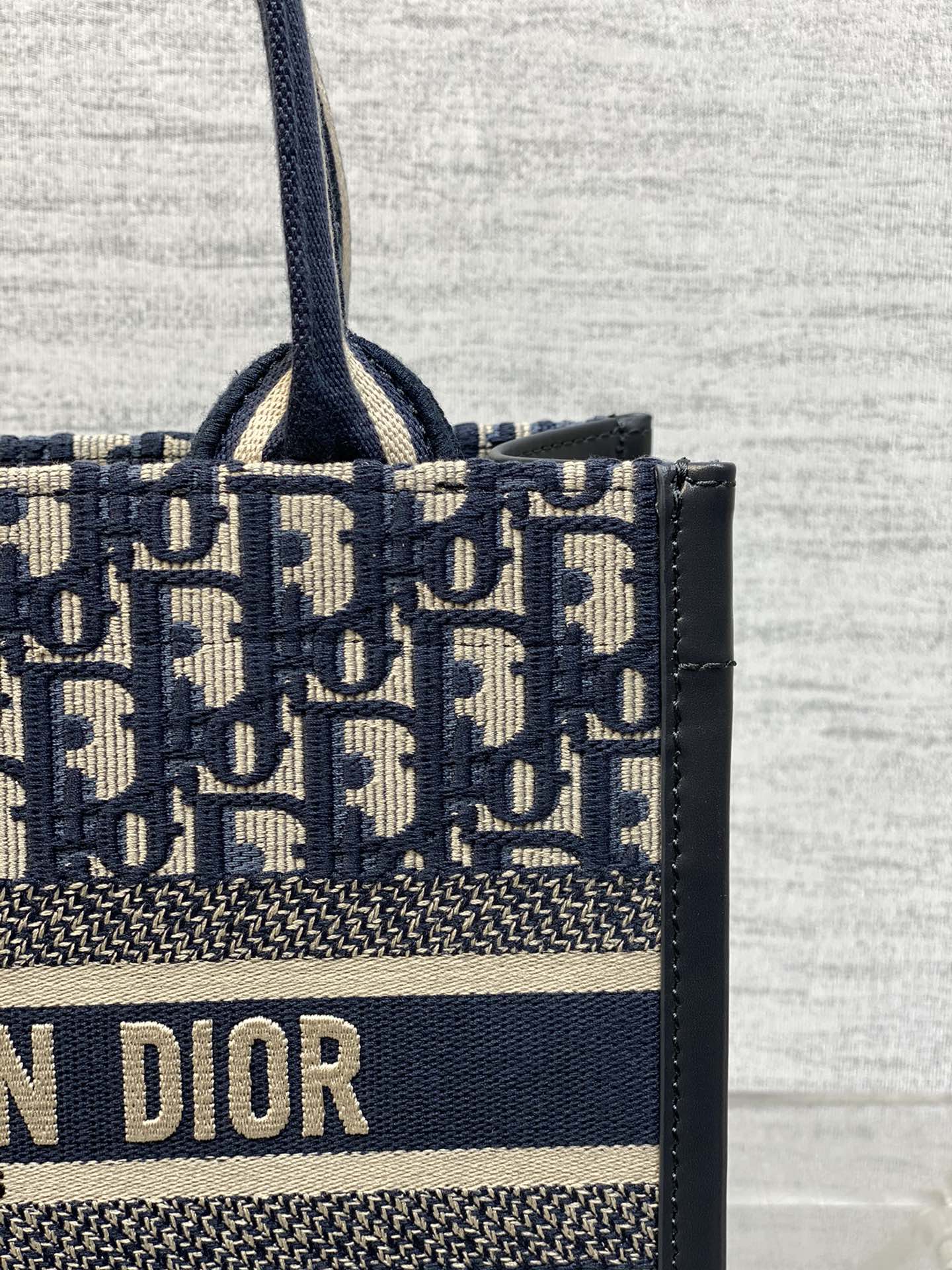 DO Book Tote Bag Blue Di0r Oblique Embroidery and Calfskin
