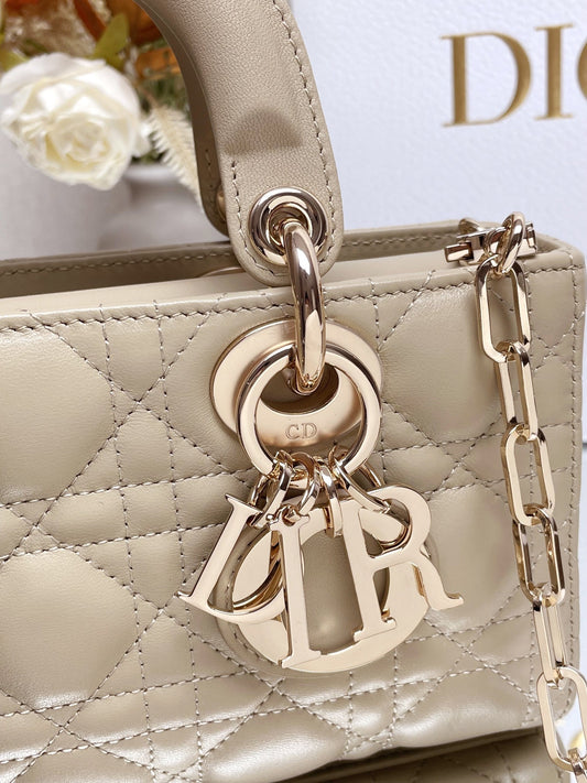 DO Micro / Small / Medium Lady D-Joy Bag Sand-Colored Cannage Lambskin