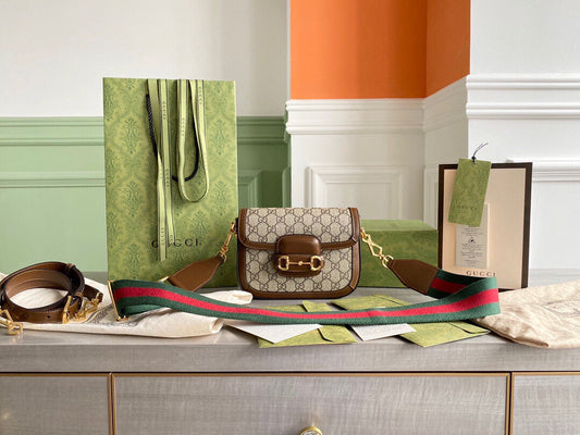 GC Horsebit 1955 small shoulder bag Beige and ebony