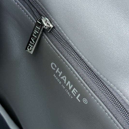 CH FLAP BAG WITH TOP HANDLE Trendy cc Lambskin Gray