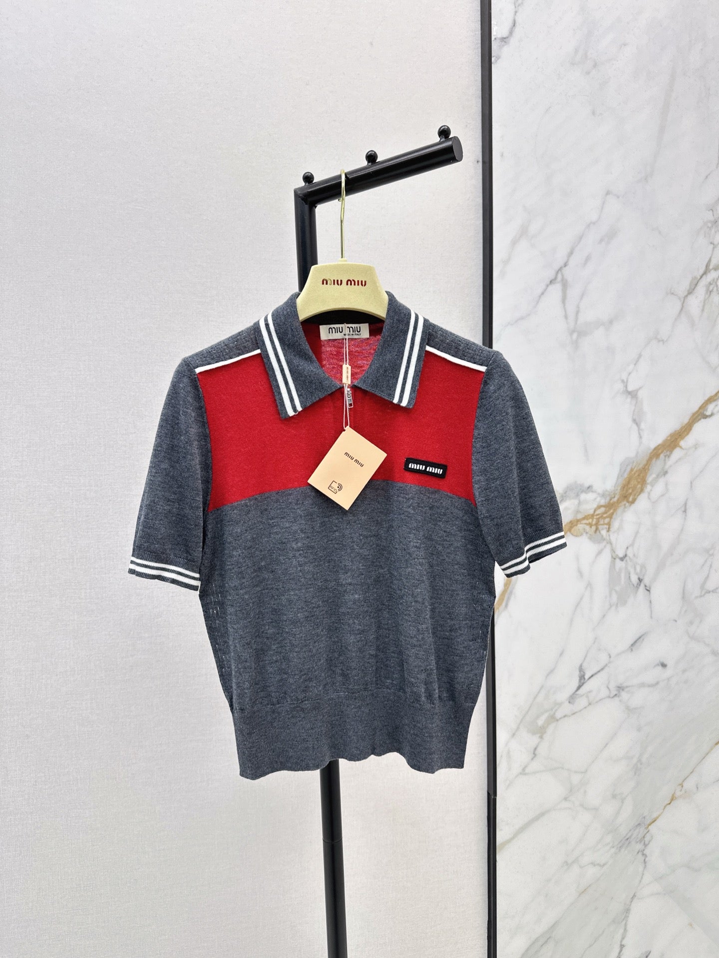 m 25ss knitted polo shirt
