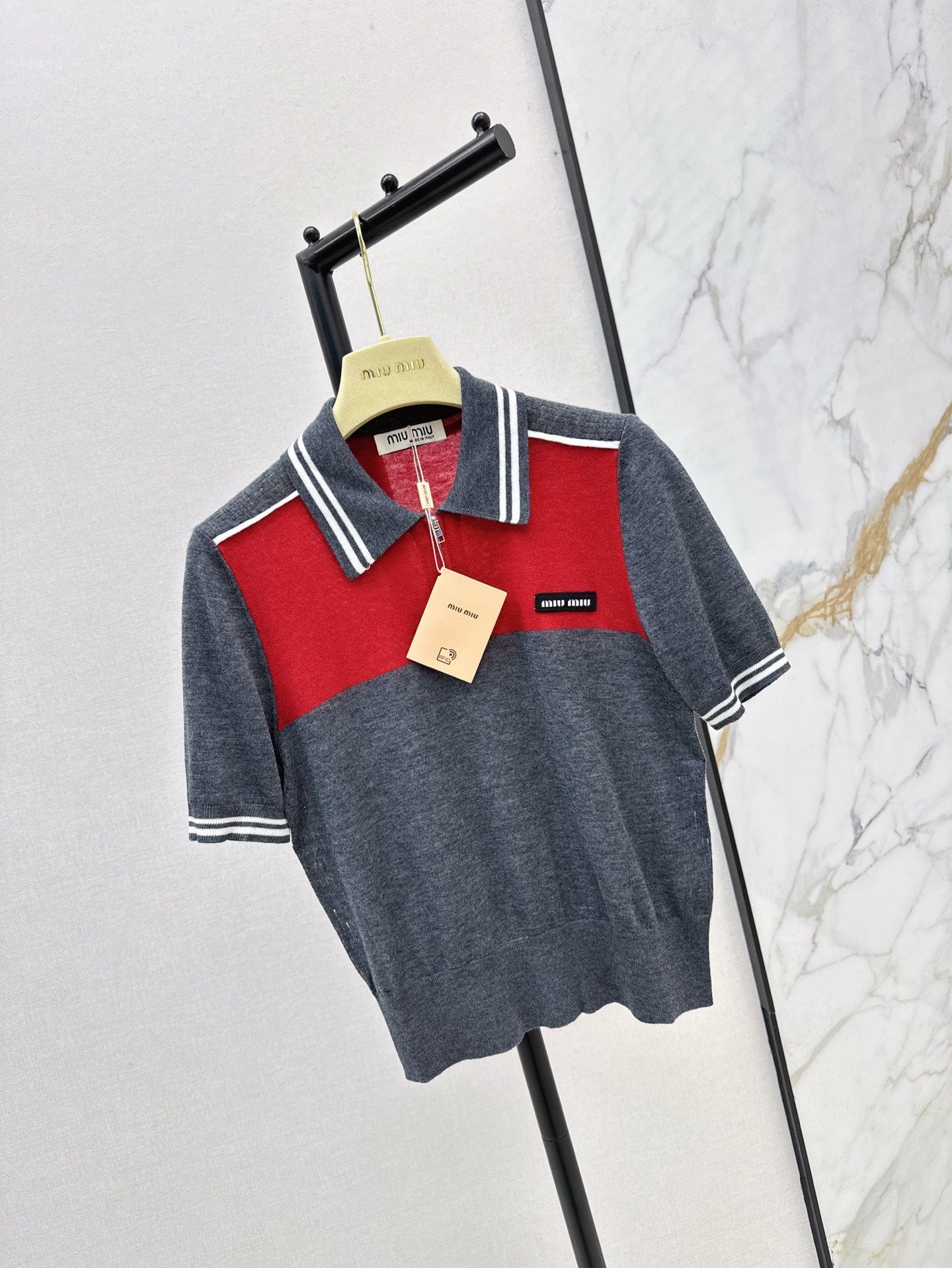 m 25ss knitted polo shirt