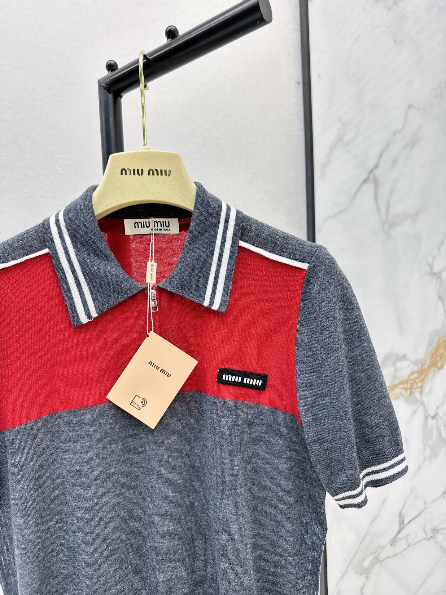 m 25ss knitted polo shirt