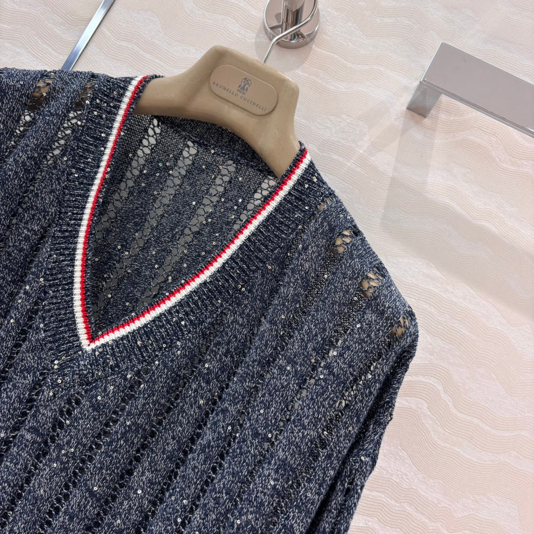 bru 25ss v neck knitted sweater