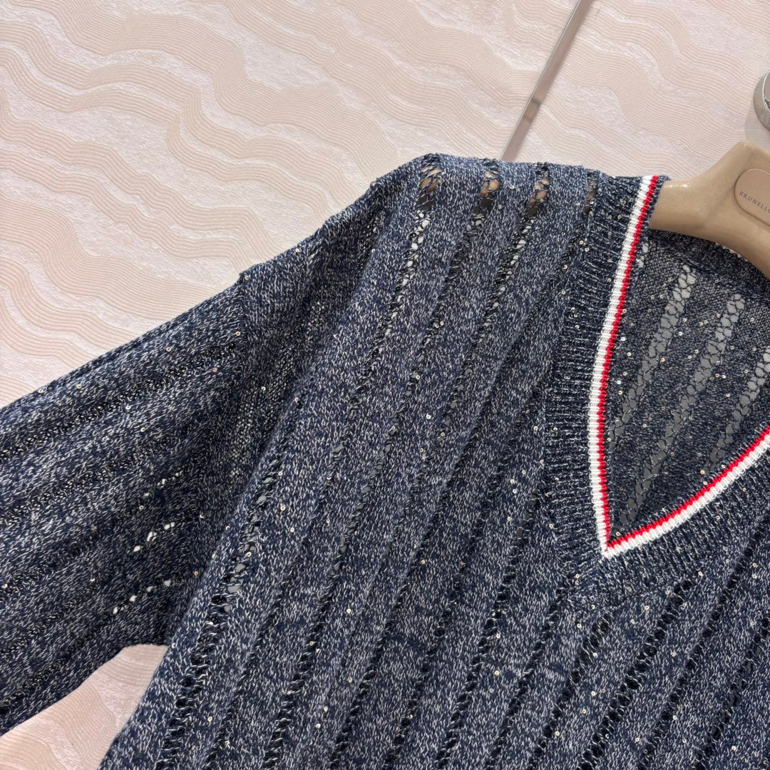 bru 25ss v neck knitted sweater