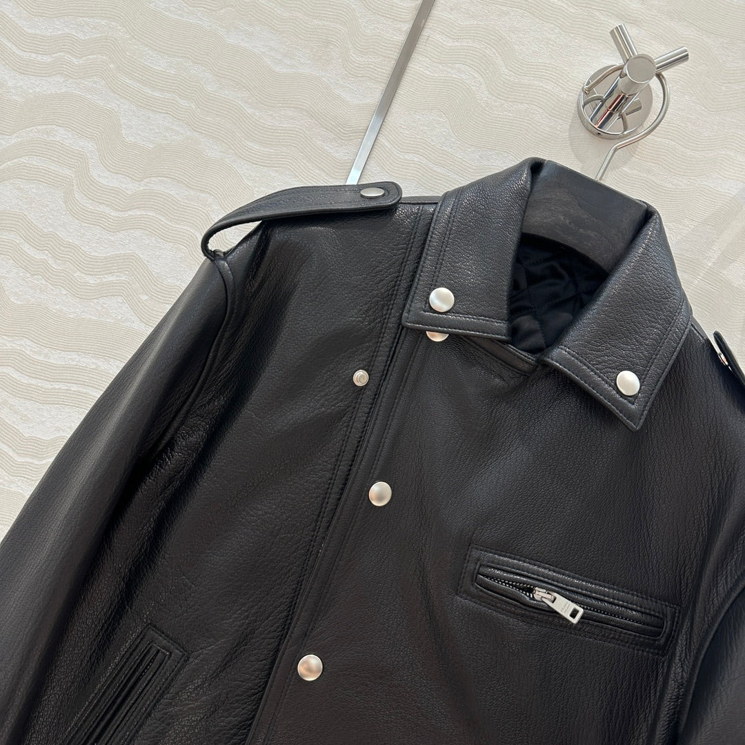 P 24fw leather jacket