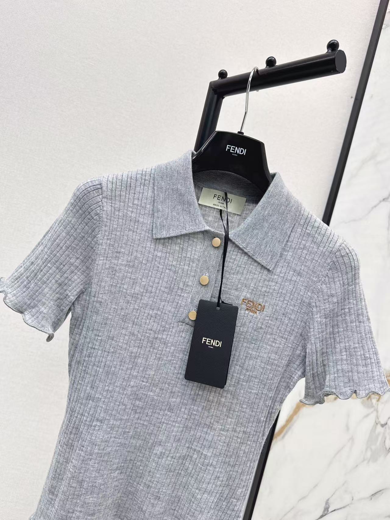 Fe 25ss knitted polo shirt