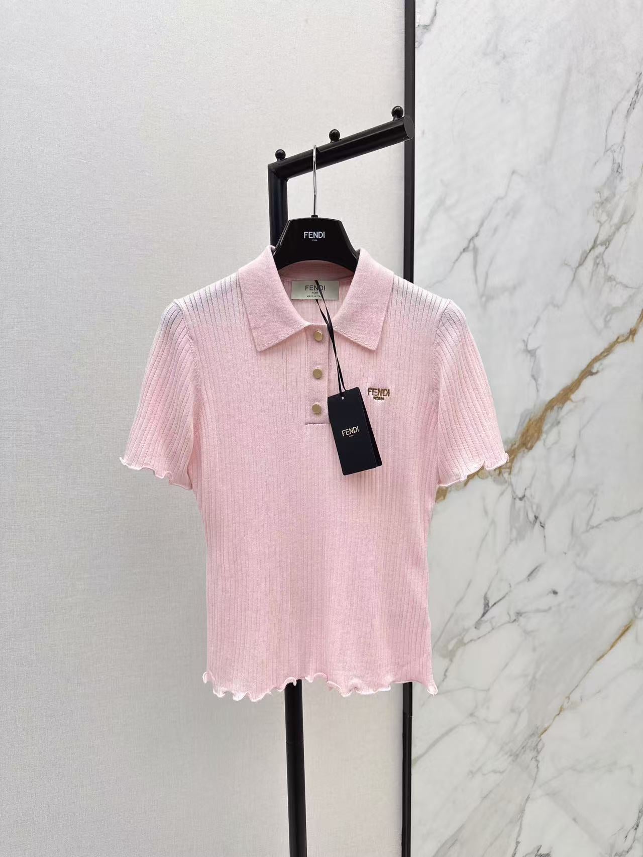 Fe 25ss knitted polo shirt