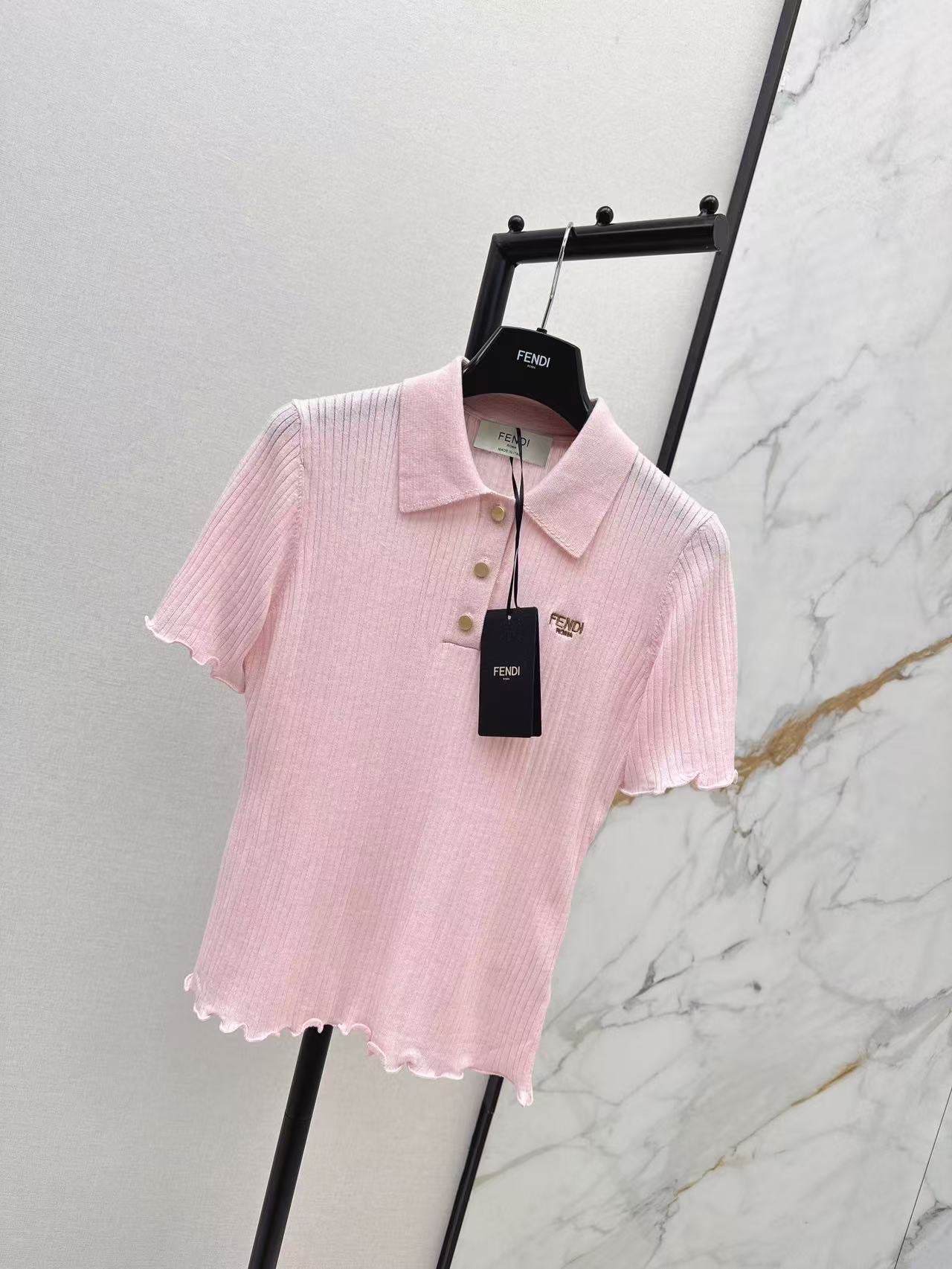 Fe 25ss knitted polo shirt