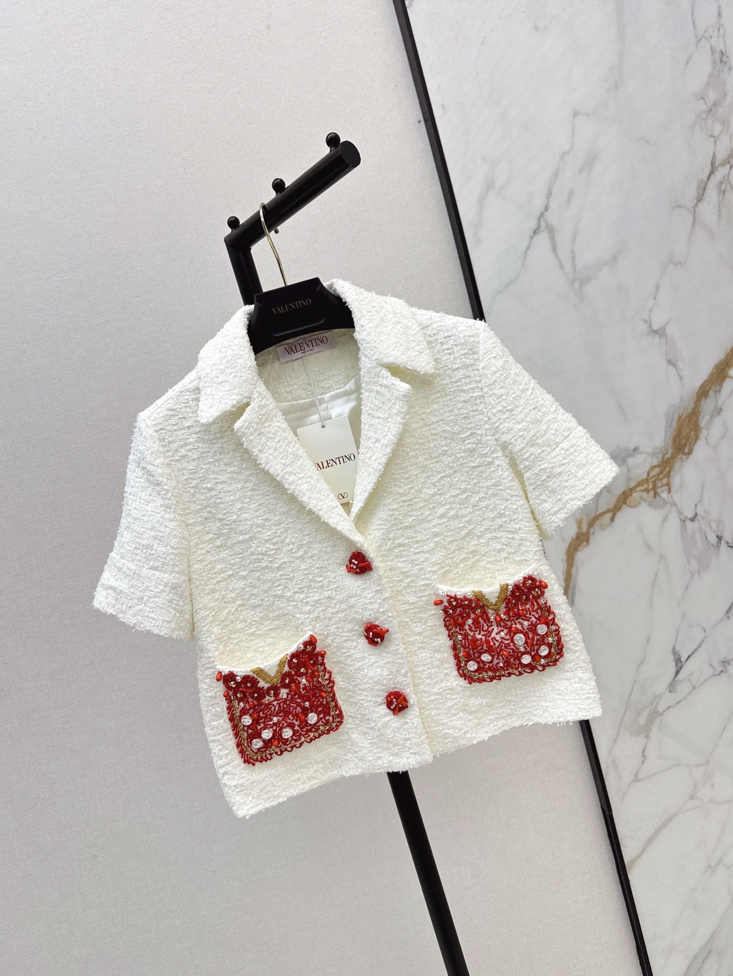 val 25ss beaded short sleeve jacket