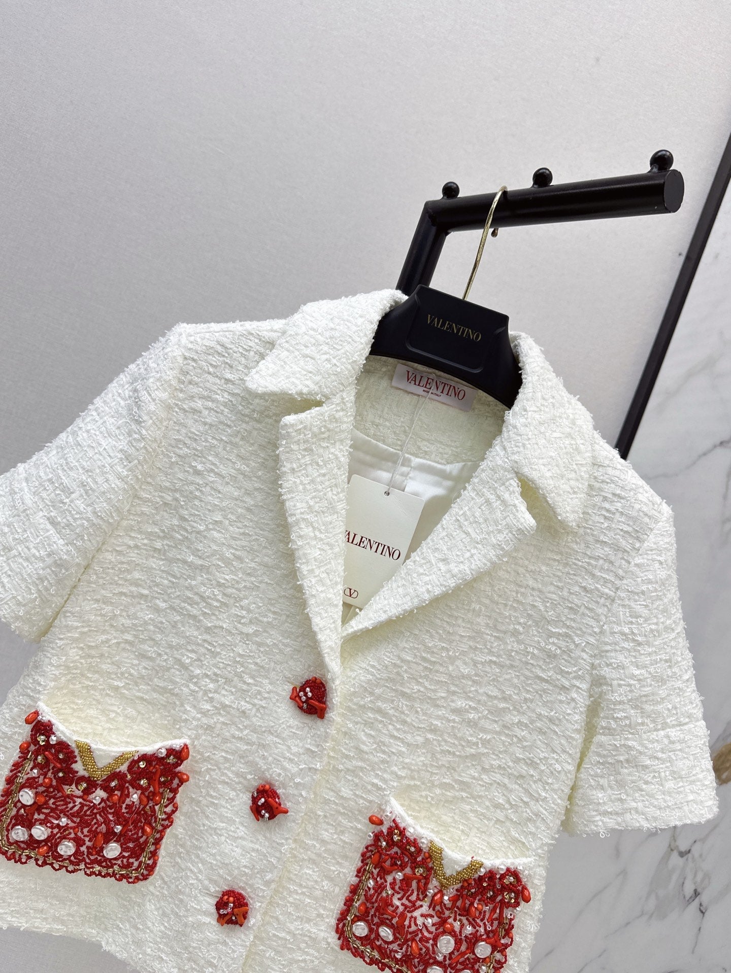 val 25ss beaded short sleeve jacket