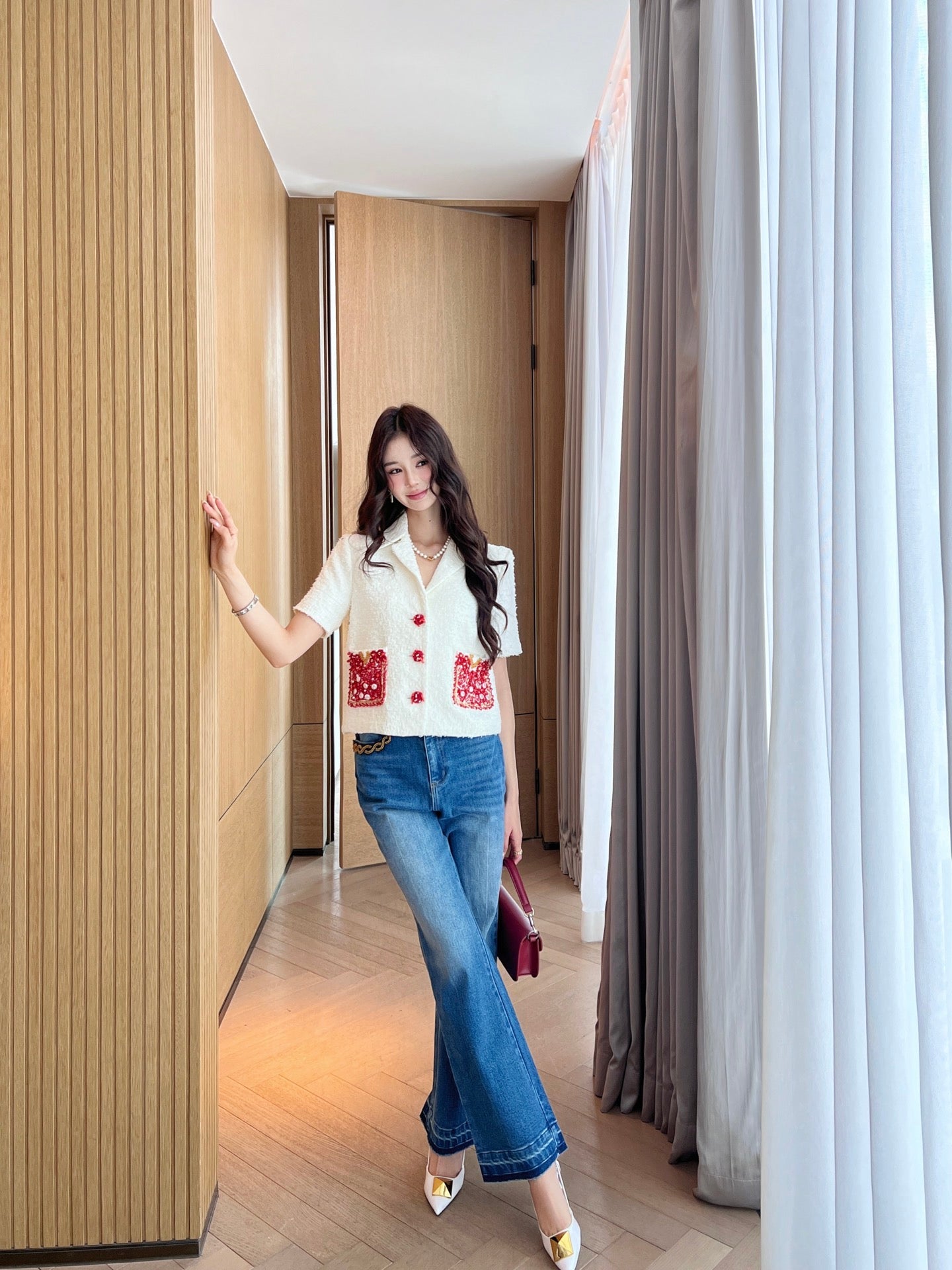 val 25ss beaded short sleeve jacket