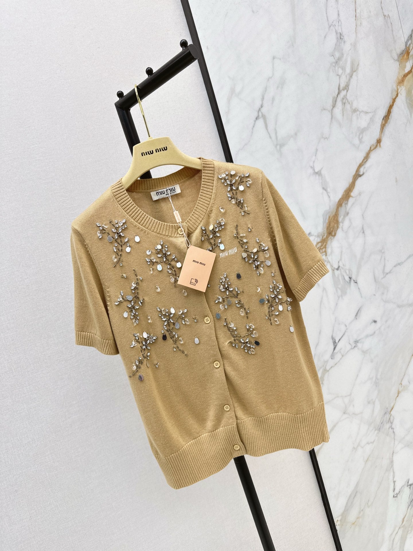 mi 25ss beaded knitted cardigan