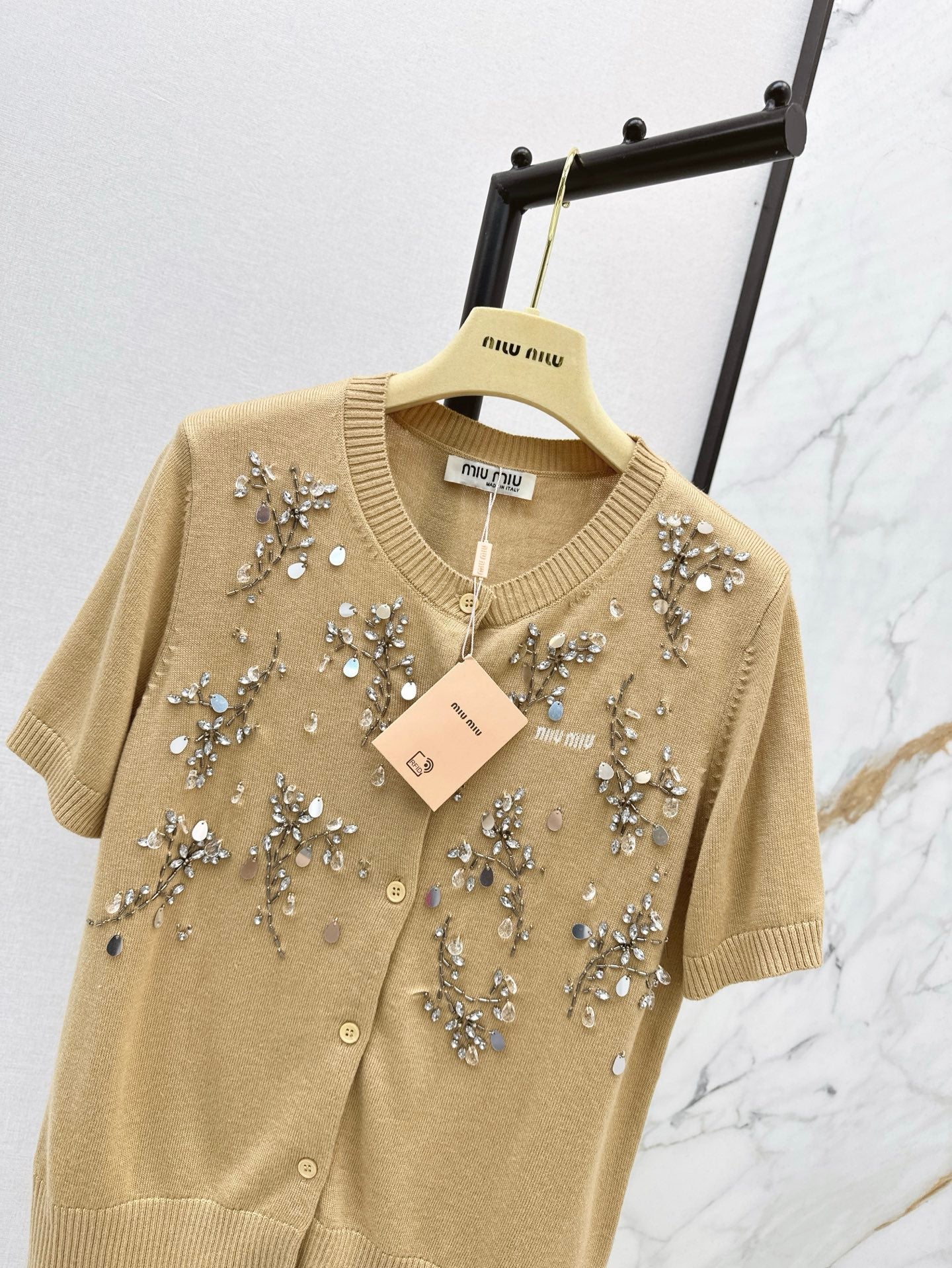 mi 25ss beaded knitted cardigan