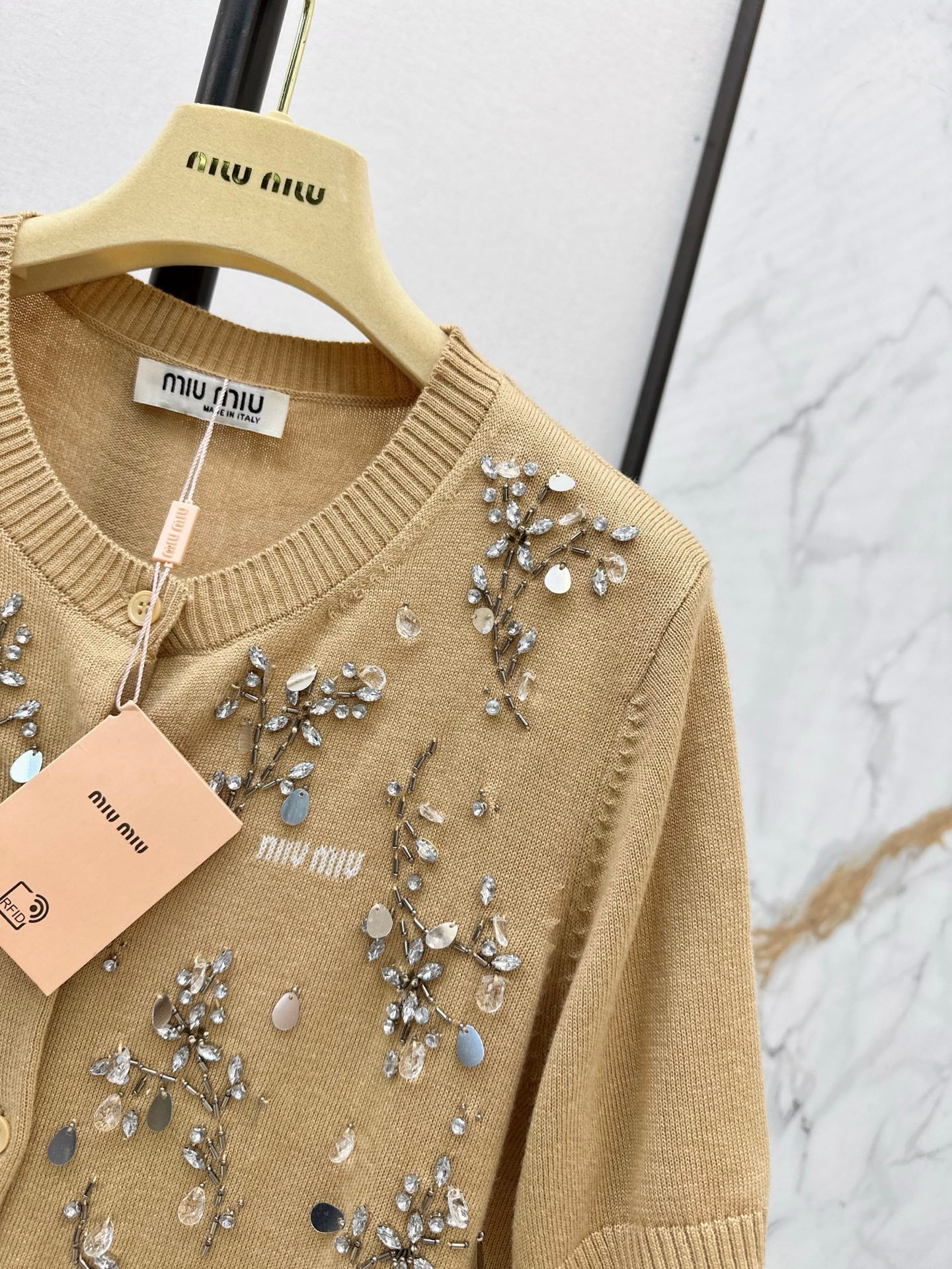 mi 25ss beaded knitted cardigan