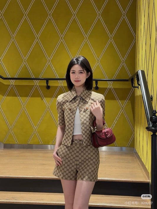 G 25ss jacquard short sleeve suit