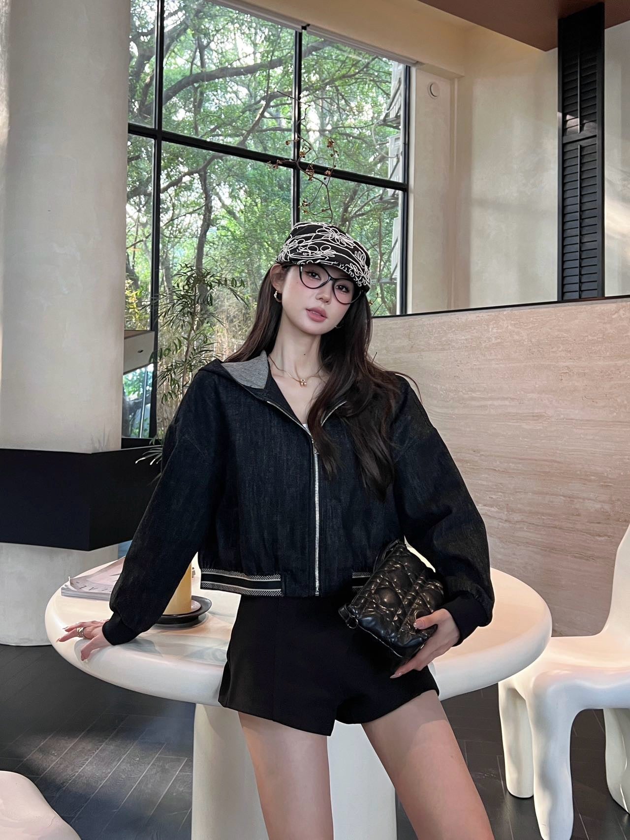 D 25ss hooded denim jacket