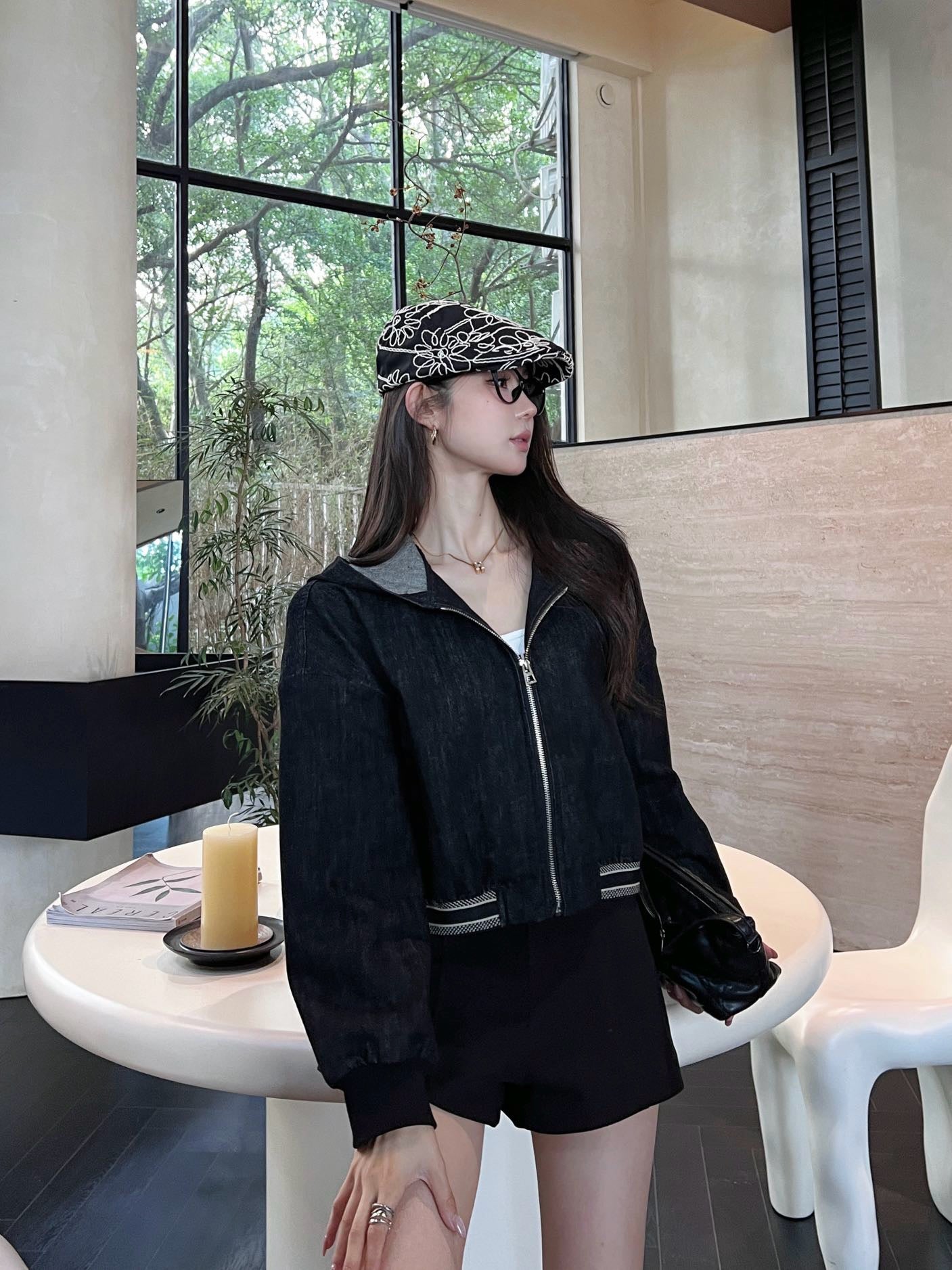 D 25ss hooded denim jacket