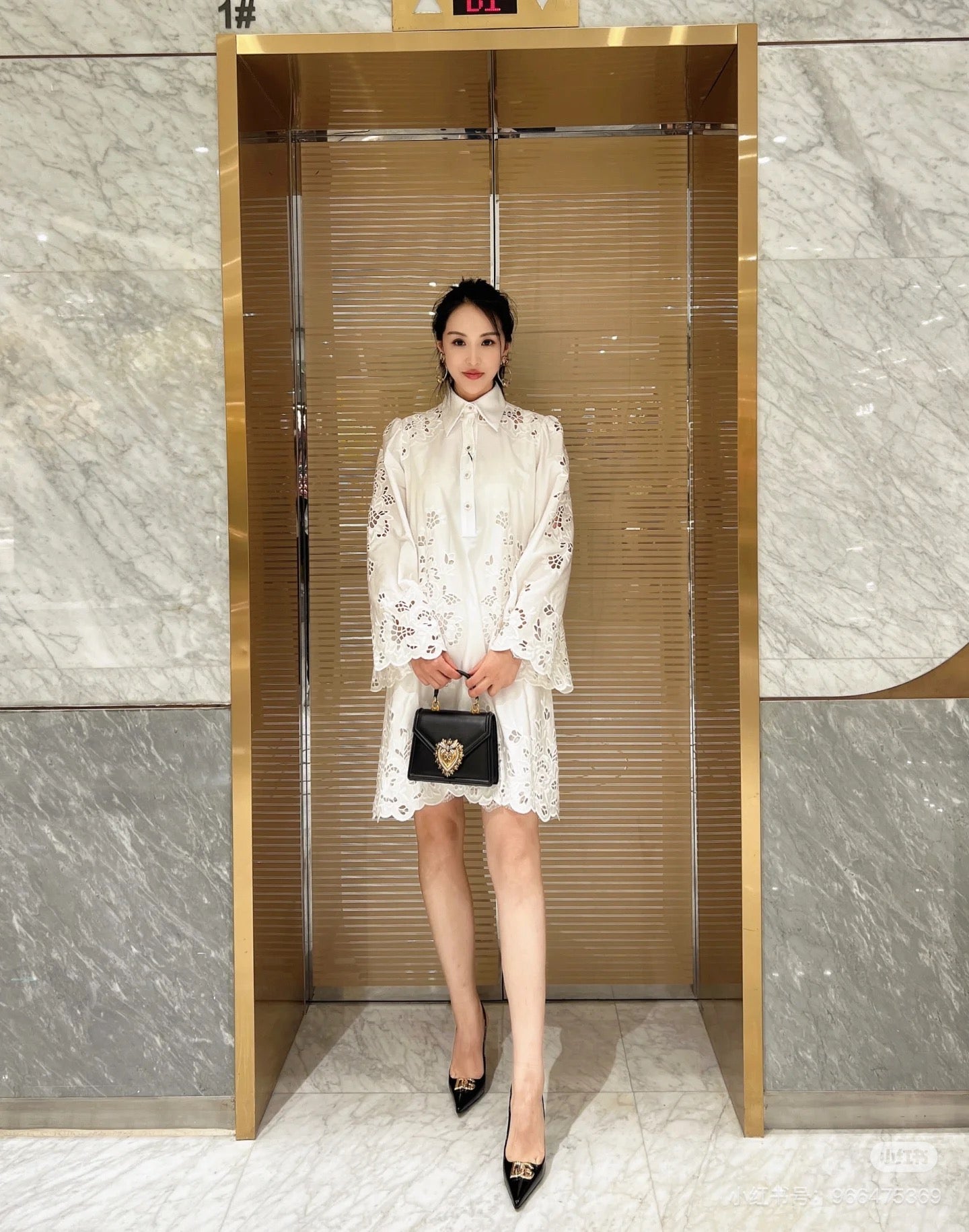 Do 25ss hollow shirt dress