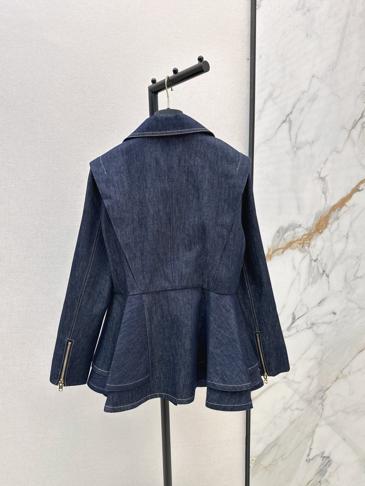 L 25ss denim ruffle jacket