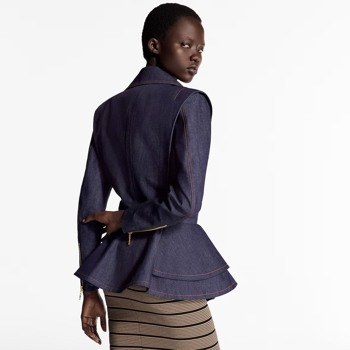 L 25ss denim ruffle jacket