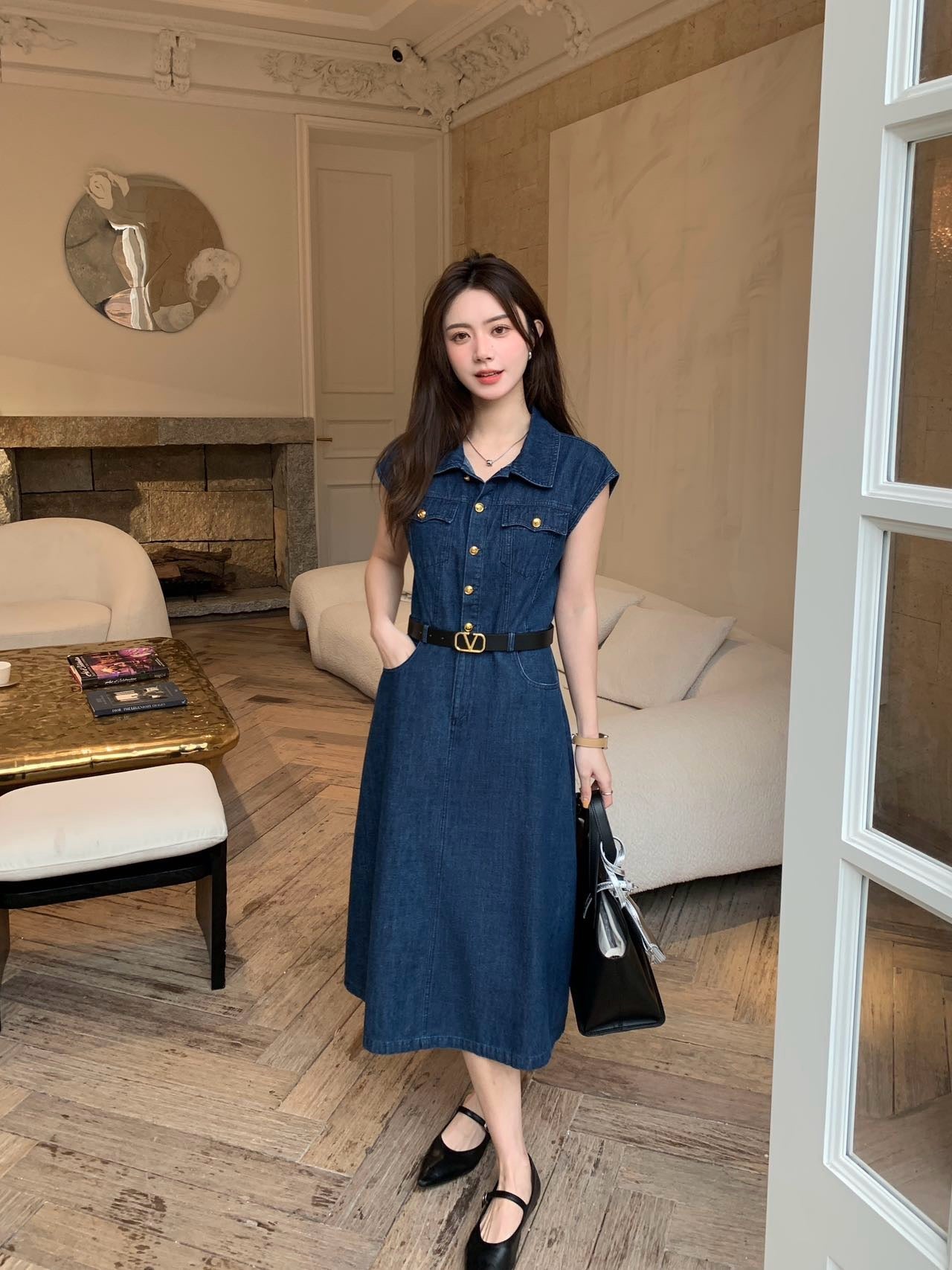 Val 25ss denim shirt dress