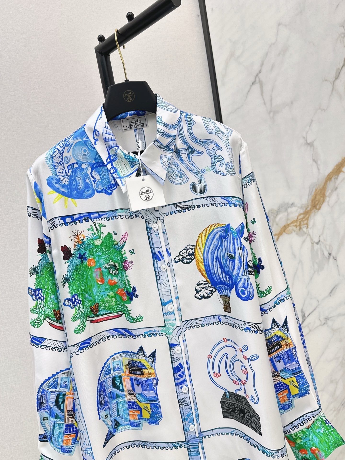 H 25ss silk shirt dress